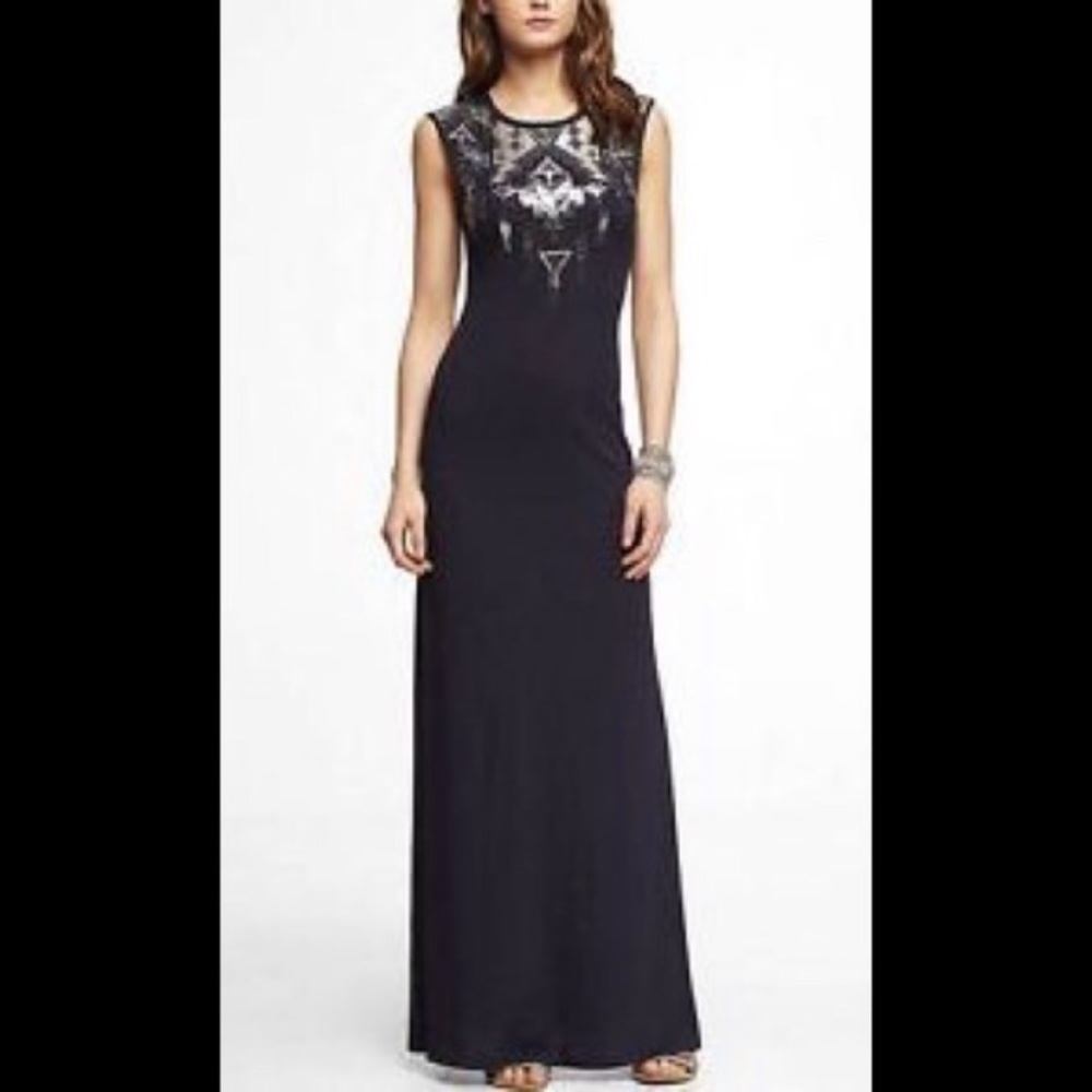 Aztec Sequin Print Maxi Dress